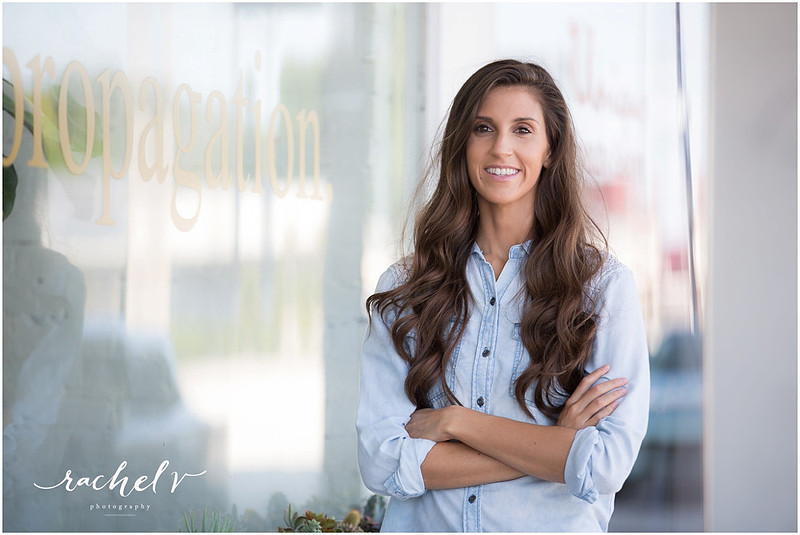 Headshot shoot with Jennifer Orcutt of Self-Made from Scratch at Propogation Coffee in Orlando Florida with Rachel V Photography