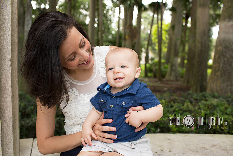 "Family session for 8 month old pictures at Kraft Azalea Park in Winter Park Florida"