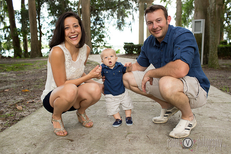 "Family session for 8 month old pictures at Kraft Azalea Park in Winter Park Florida"
