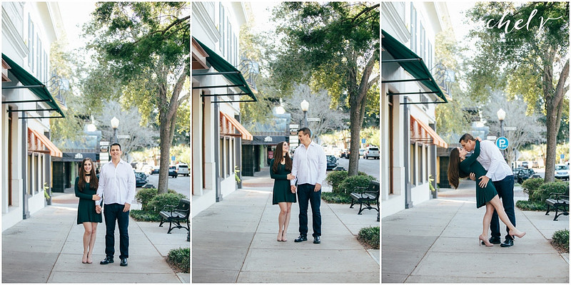 Kate and Travis, Winter Park Florida Engagement session on Park Ave with Rachel V Photography