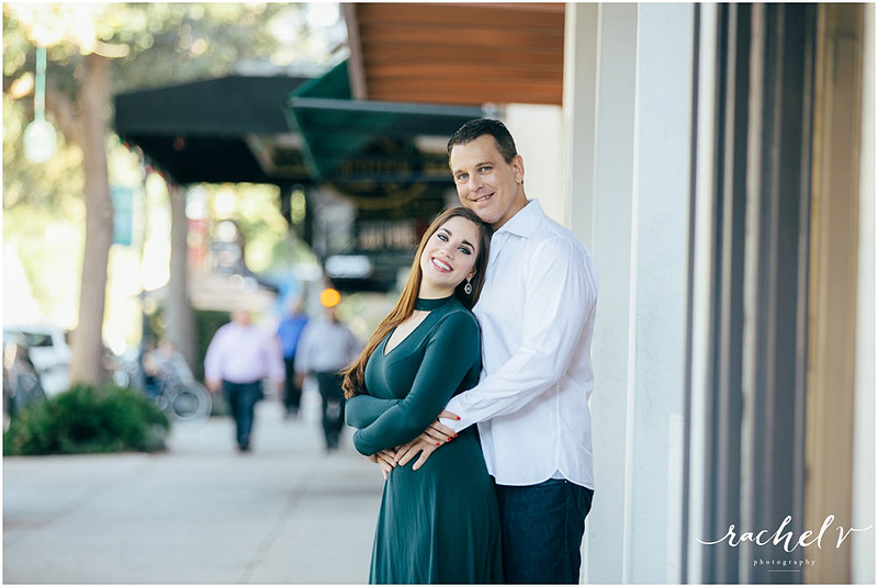 Kate and Travis, Winter Park Florida Engagement session on Park Ave with Rachel V Photography