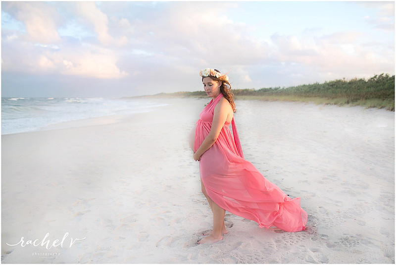 Sunset seaside Maternity session at Sebastian Inlet State Park, Florida with Rachel V Photography