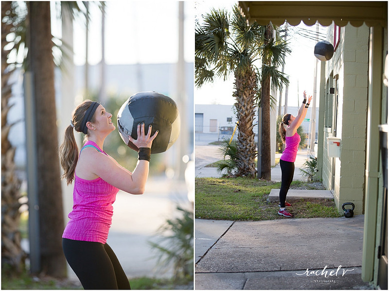 Woman in pink tank top working out at cross fit Orlando in College Park Florida